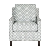 Gray and White Diamond Pattern Club Accent Chair