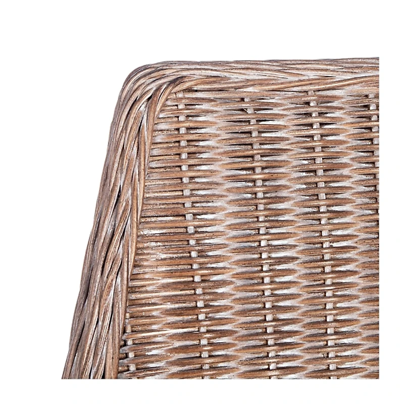 Rattan and Mahogany Accent Chair with Cushion