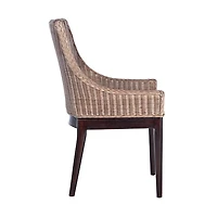 Rattan and Mahogany Accent Chair with Cushion