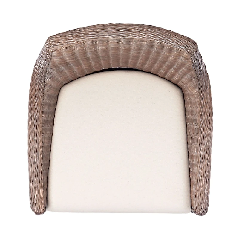 Rattan and Mahogany Accent Chair with Cushion