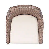 Rattan and Mahogany Accent Chair with Cushion