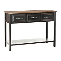 Ainsly Distressed Black Oak Top Console Table