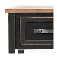 Ainsly Distressed Black Oak Top Console Table
