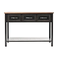 Ainsly Distressed Black Oak Top Console Table