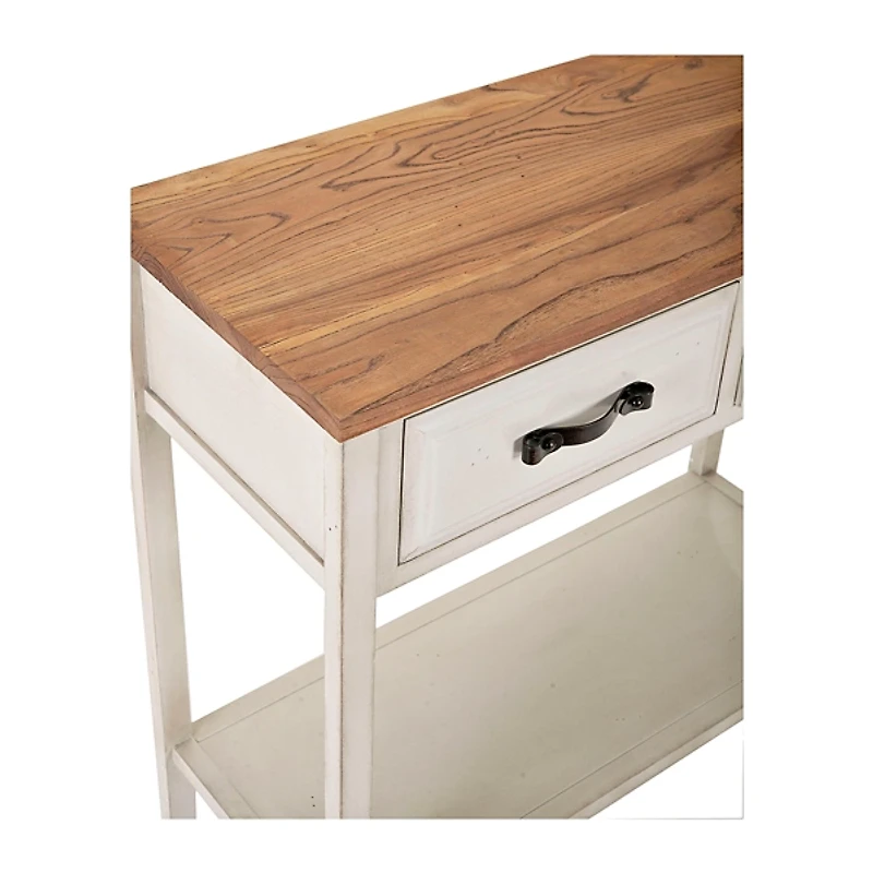 Natural and White Elm and Poplar Console Table