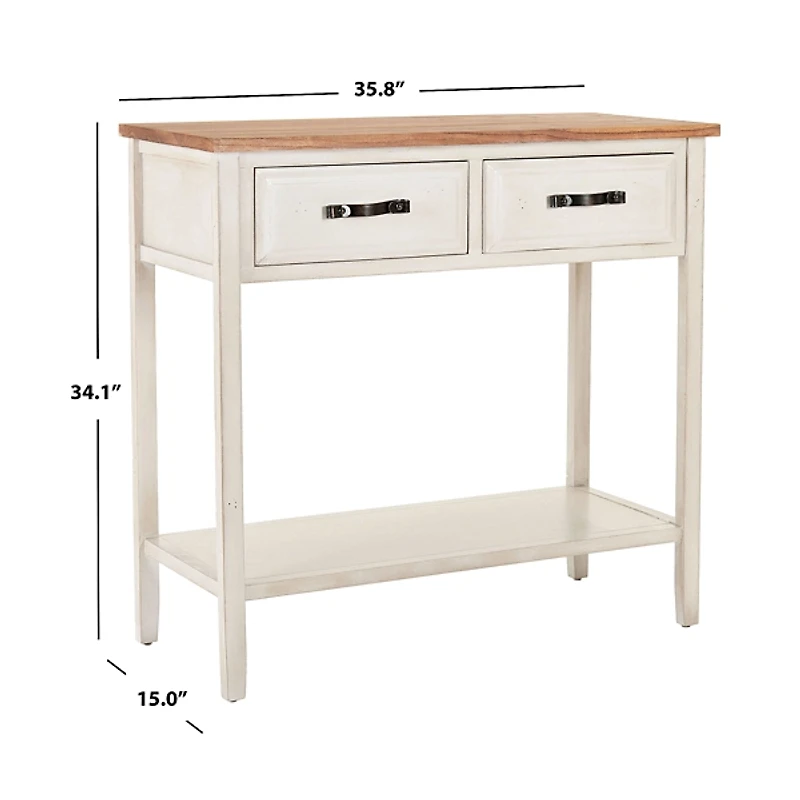 Natural and White Elm and Poplar Console Table