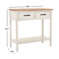 Natural and White Elm and Poplar Console Table