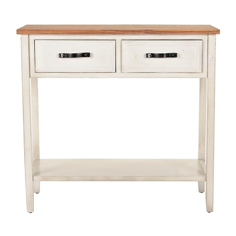 Natural and White Elm and Poplar Console Table