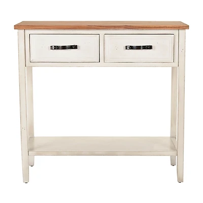 Natural and White Elm and Poplar Console Table
