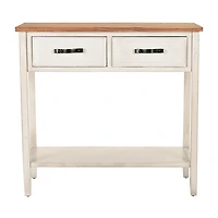 Natural and White Elm and Poplar Console Table