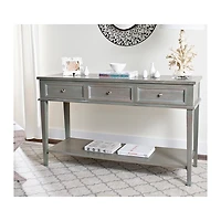 Ash Gray Pine Wood 3-Drawer Console Table