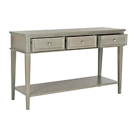 Ash Gray Pine Wood 3-Drawer Console Table
