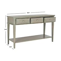 Ash Gray Pine Wood 3-Drawer Console Table