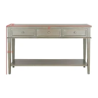 Ash Gray Pine Wood 3-Drawer Console Table