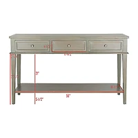 Ash Gray Pine Wood 3-Drawer Console Table