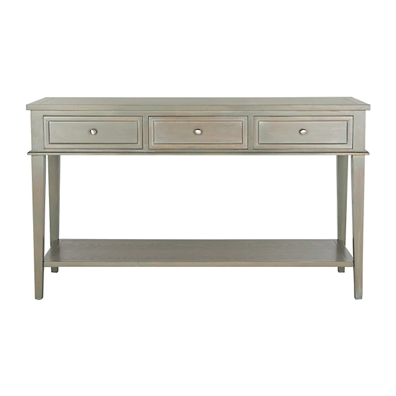 Ash Gray Pine Wood 3-Drawer Console Table
