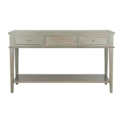 Ash Gray Pine Wood 3-Drawer Console Table