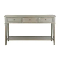 Ash Gray Pine Wood 3-Drawer Console Table