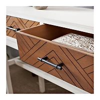 White and Brown Herringbone Console Table