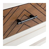 White and Brown Herringbone Console Table