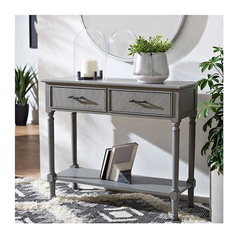 Distressed Gray Ronan 2-Drawer Console Table