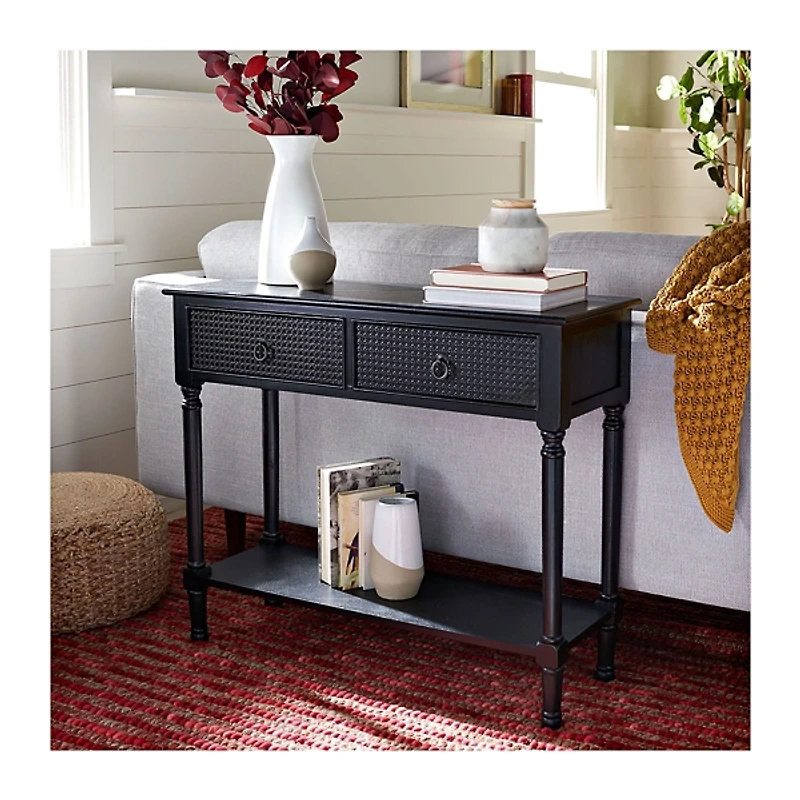 Irma Black Textured Drawers Console Table