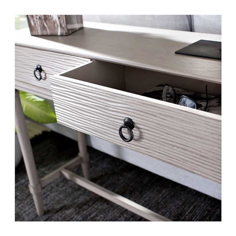 Rivera White Carved Rustic Console Table