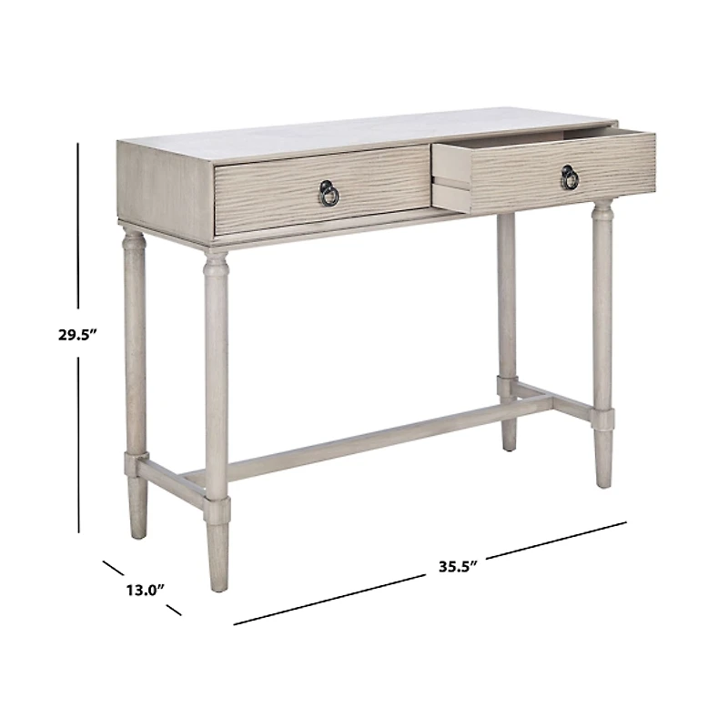 Rivera White Carved Rustic Console Table