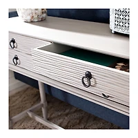 Rivera White Carved Rustic Quad Console Table