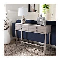 Rivera White Carved Rustic Quad Console Table