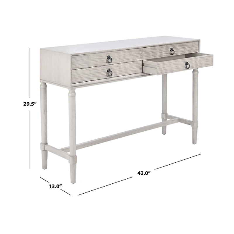 Rivera White Carved Rustic Quad Console Table