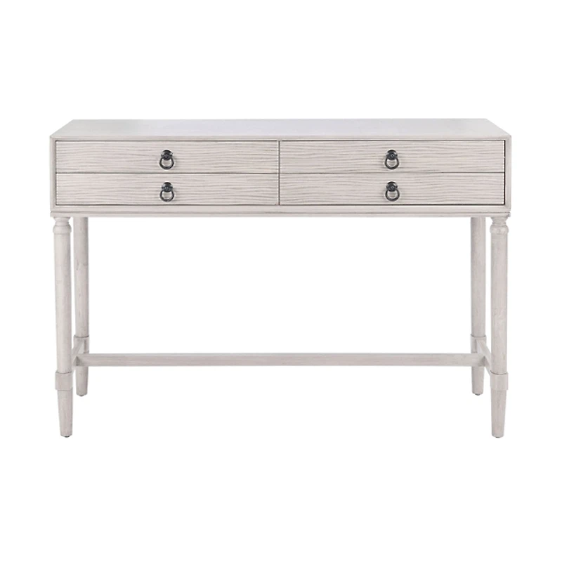 Rivera White Carved Rustic Quad Console Table