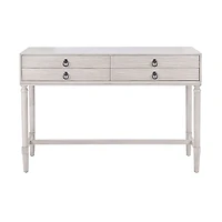 Rivera White Carved Rustic Quad Console Table
