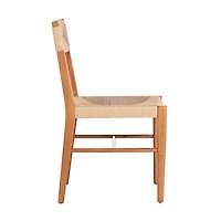 Solid Oak and Rattan Dining Chairs, Set of 2