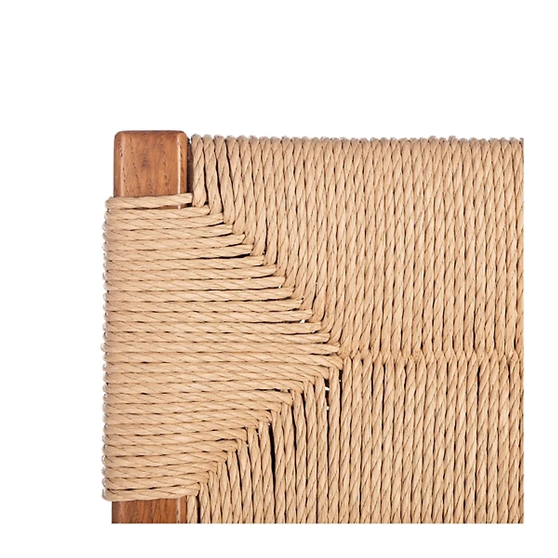 Solid Oak and Rattan Dining Chairs, Set of 2