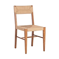 Solid Oak and Rattan Dining Chairs, Set of 2