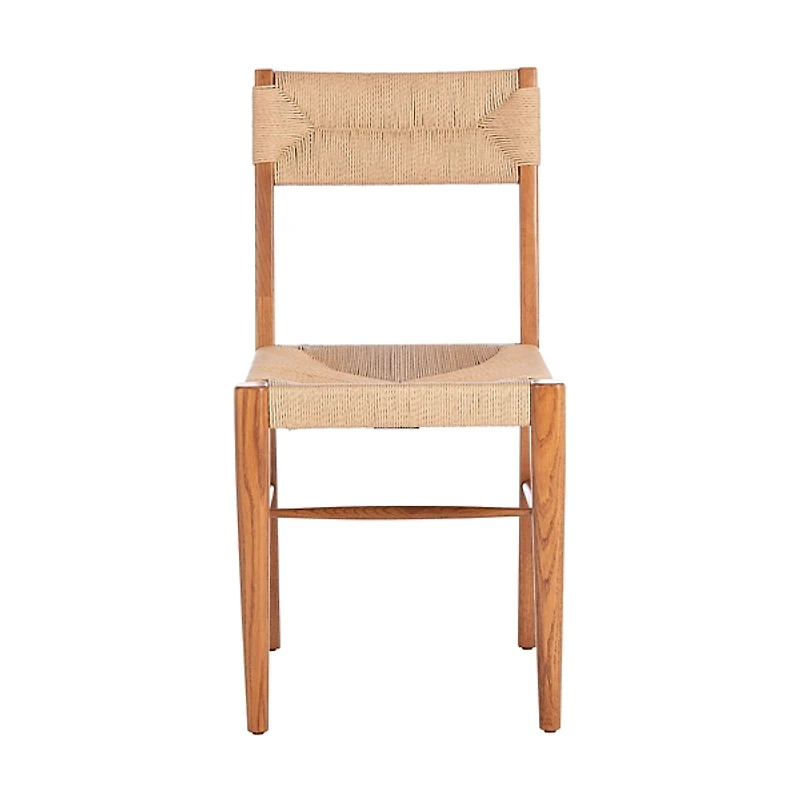 Solid Oak and Rattan Dining Chairs, Set of 2