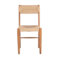 Solid Oak and Rattan Dining Chairs, Set of 2