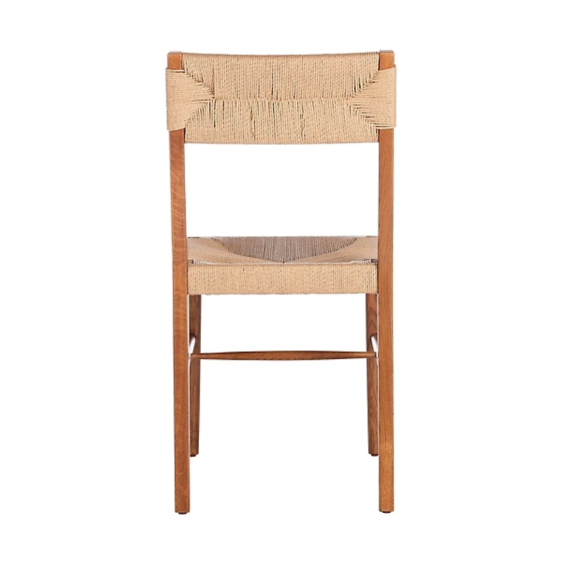 Solid Oak and Rattan Dining Chairs, Set of 2