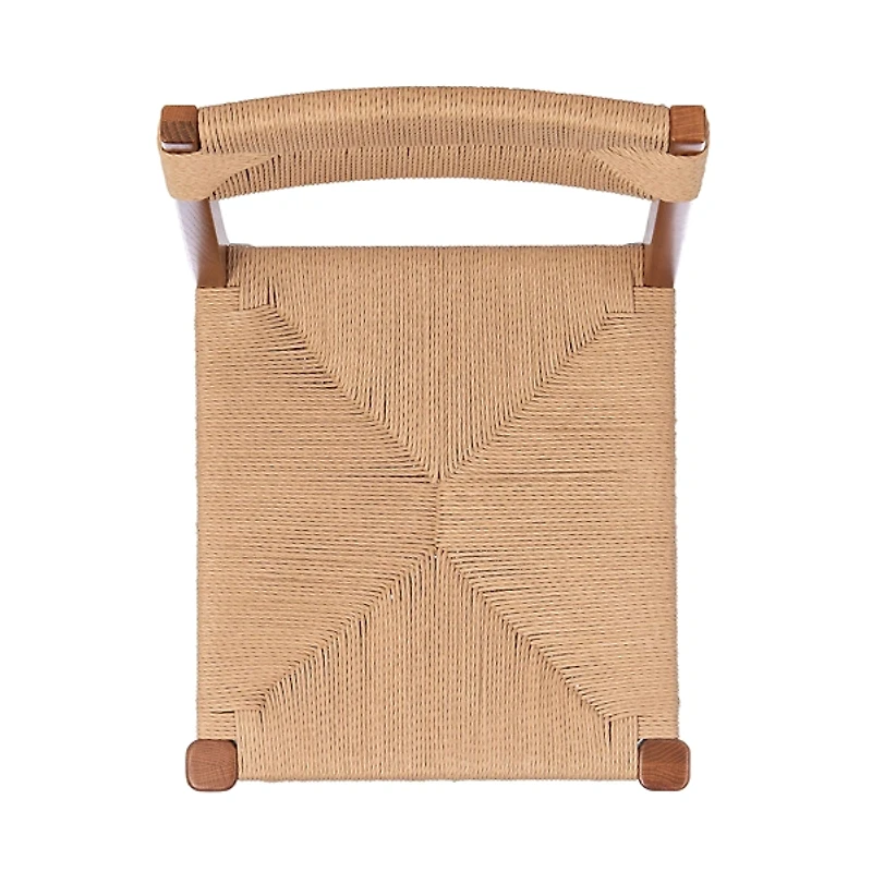 Solid Oak and Rattan Dining Chairs, Set of 2