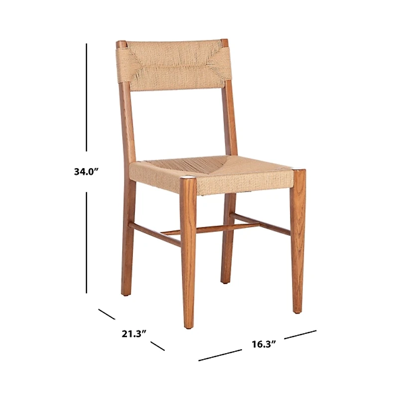 Solid Oak and Rattan Dining Chairs, Set of 2