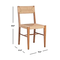 Solid Oak and Rattan Dining Chairs, Set of 2