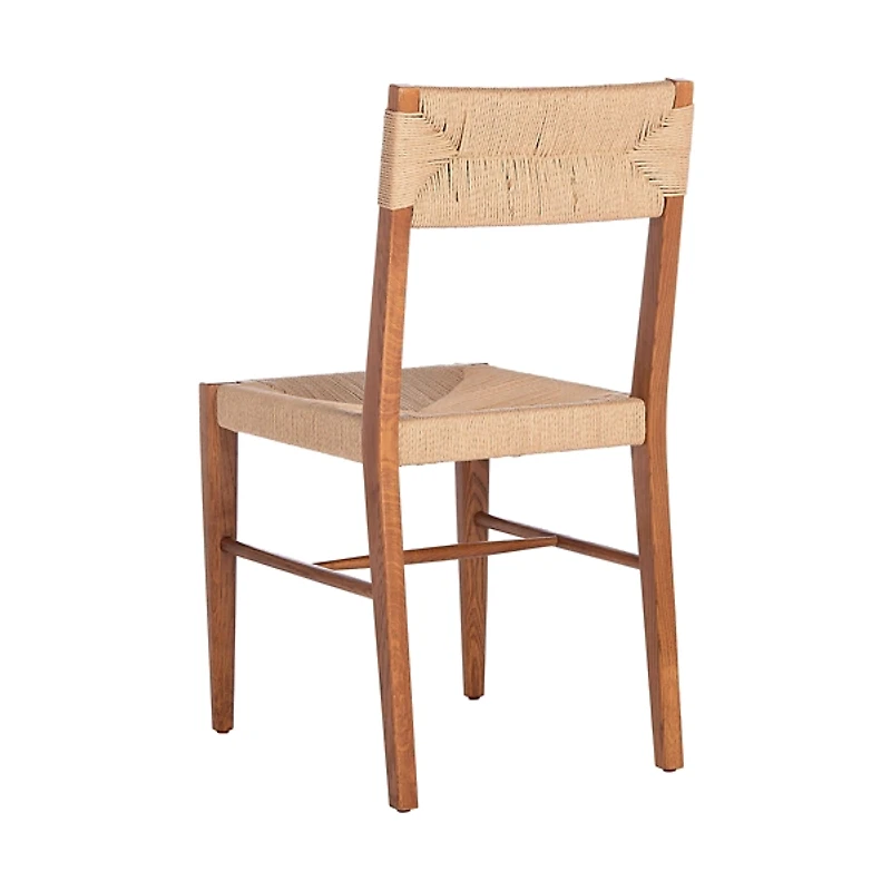 Solid Oak and Rattan Dining Chairs, Set of 2