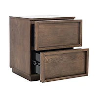 Natural Wood 2-Drawer Nightstand