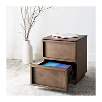 Natural Wood 2-Drawer Nightstand