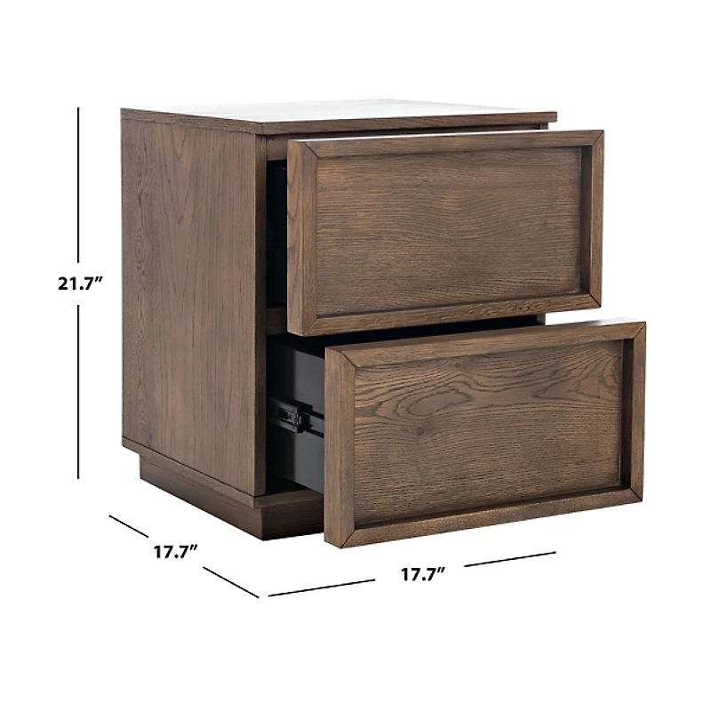 Natural Wood 2-Drawer Nightstand