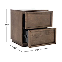 Natural Wood 2-Drawer Nightstand