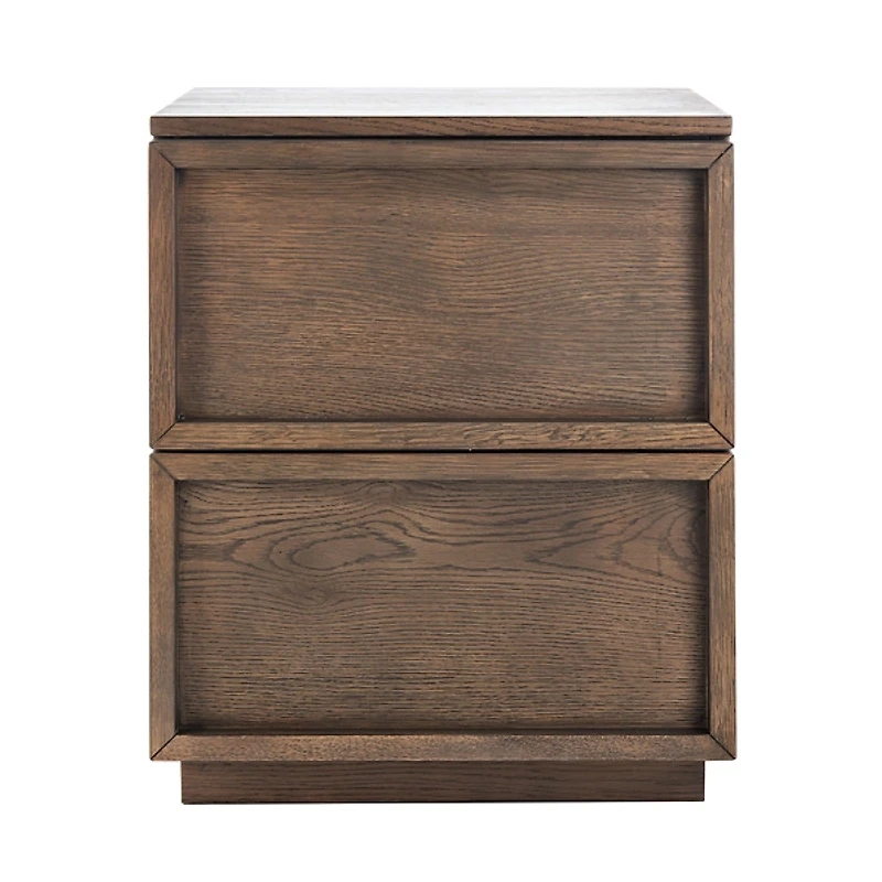 Natural Wood 2-Drawer Nightstand