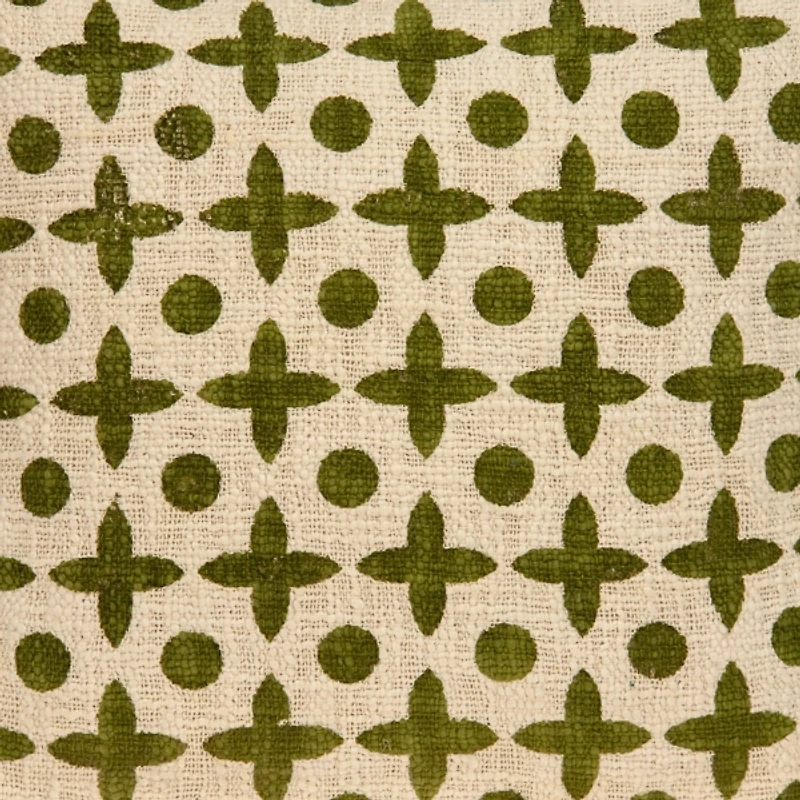 Beige and Green Patterned Pillow