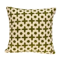 Beige and Green Patterned Pillow